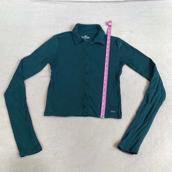Teal Hollister Ribbed Long-Sleeve Polo Size XS - Picture 3 of 4